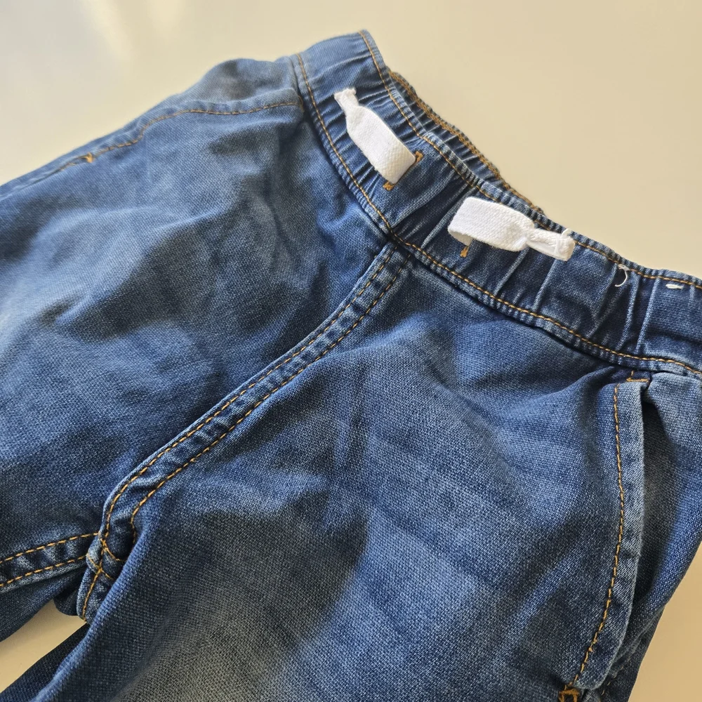 H&M Dark Blue Kids Denim Lined Joggers with Drawstring